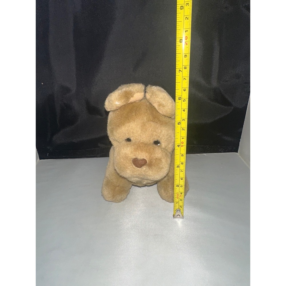 Vintage Pucker Pup Plush Dog Tan Stuffed Animal Wrinkled Snout 9 Inch - Picture 4 of 4